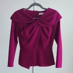 The Fold London Keystone Top Magenta Crepe Blouse